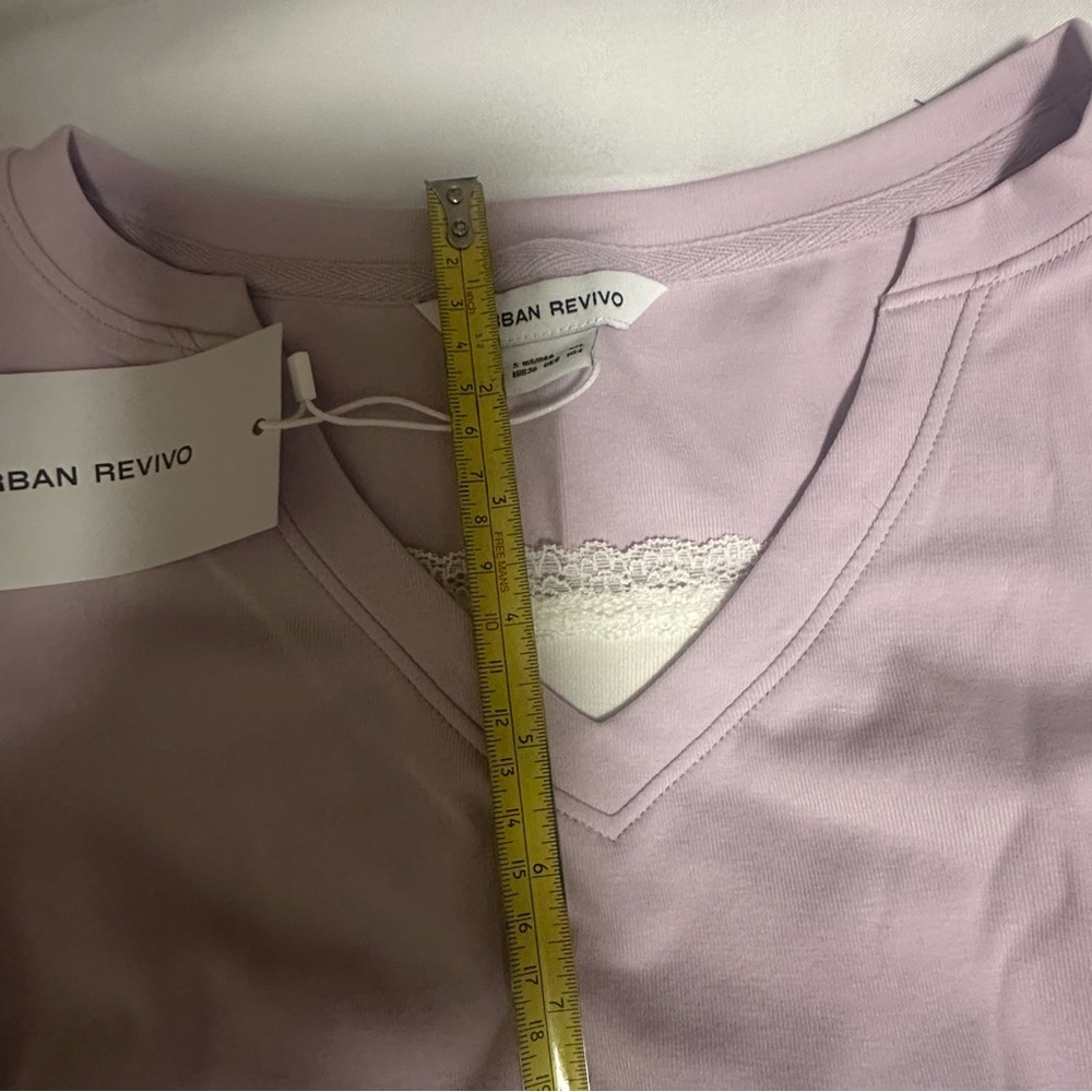 Urban Revivo Lilac and white Long Sleeve Women's Top size 4 - Picture 14 of 16